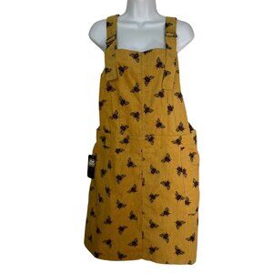 Run & Fly Honey Bee Corduroy Pinafore Dress 18 UK 14 US Yellow Made In England